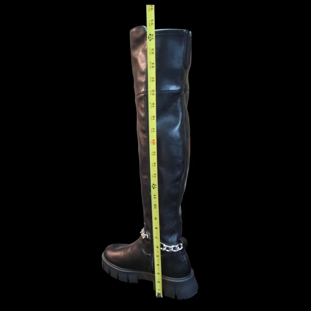GBG Los Angeles Coen Thigh High With Chain Black Platform Boots Women Size 10